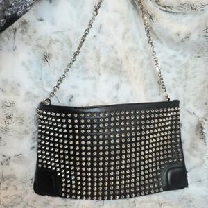 RARE Christian Louboutin Loubiposh Silver Studded Clutch / Crossbody / Shoulder